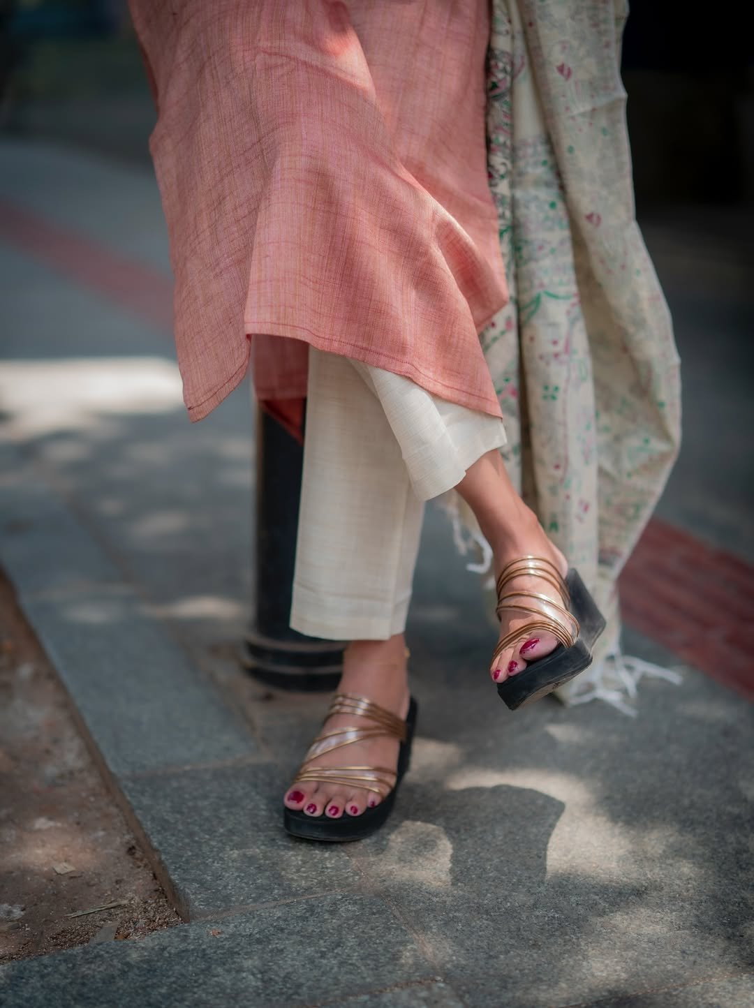 South Cotton Kurti Set with Khadi Silk Dupatta